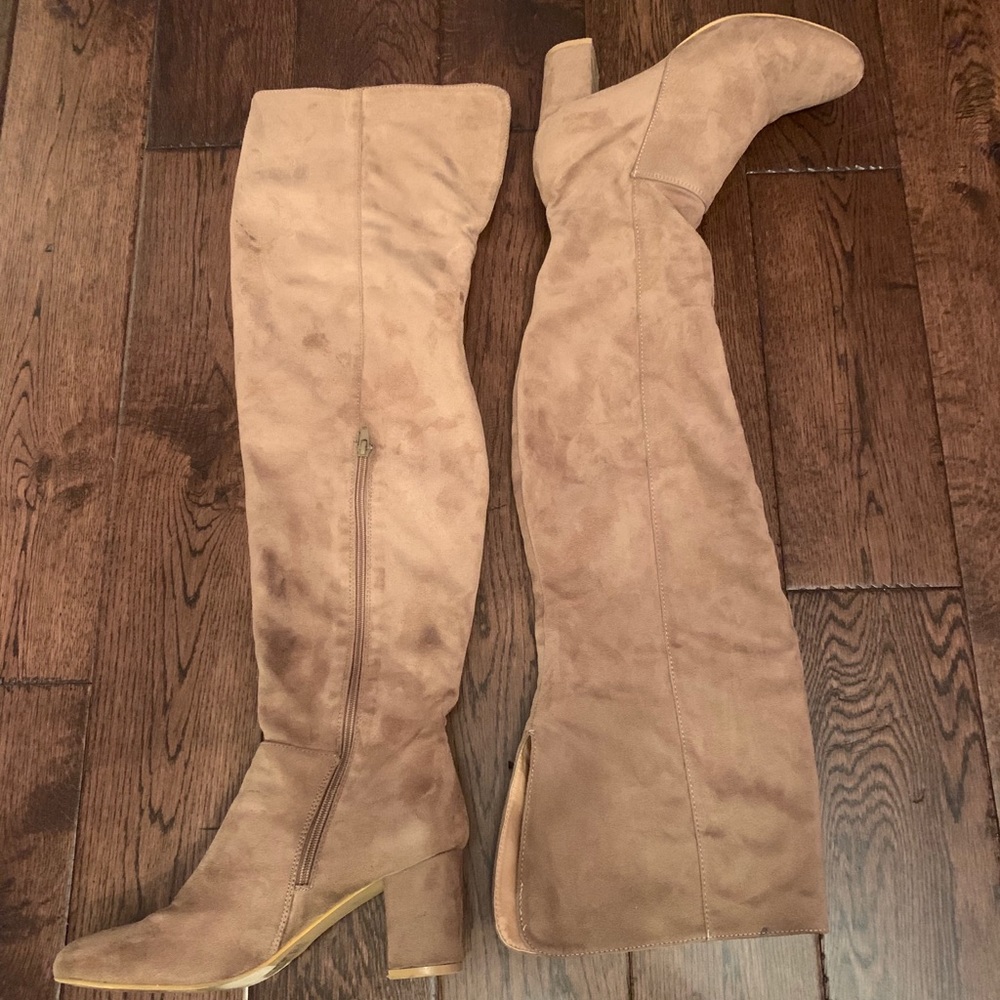 Over the knee suede boots